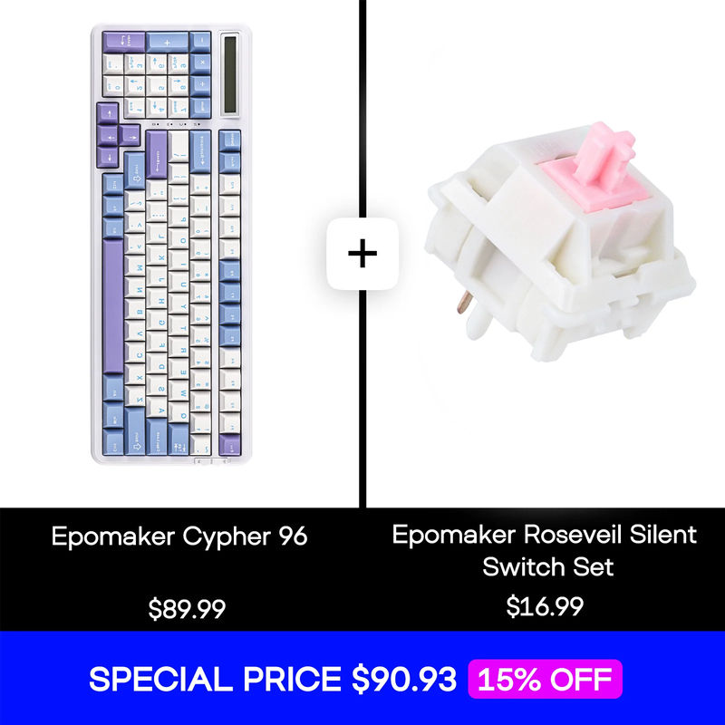 Epomaker Cypher 96 + Roseveil Silent Switch Set Bundle - Epomaker Cypher 96 (Switch):Epomaker Flamingo Switch