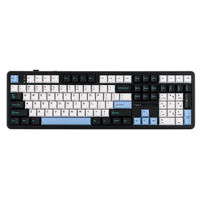 EPOMAKER x AULA F108 - Color:Blue White Black - Switch:LEOBOG Greywood V3 Switch