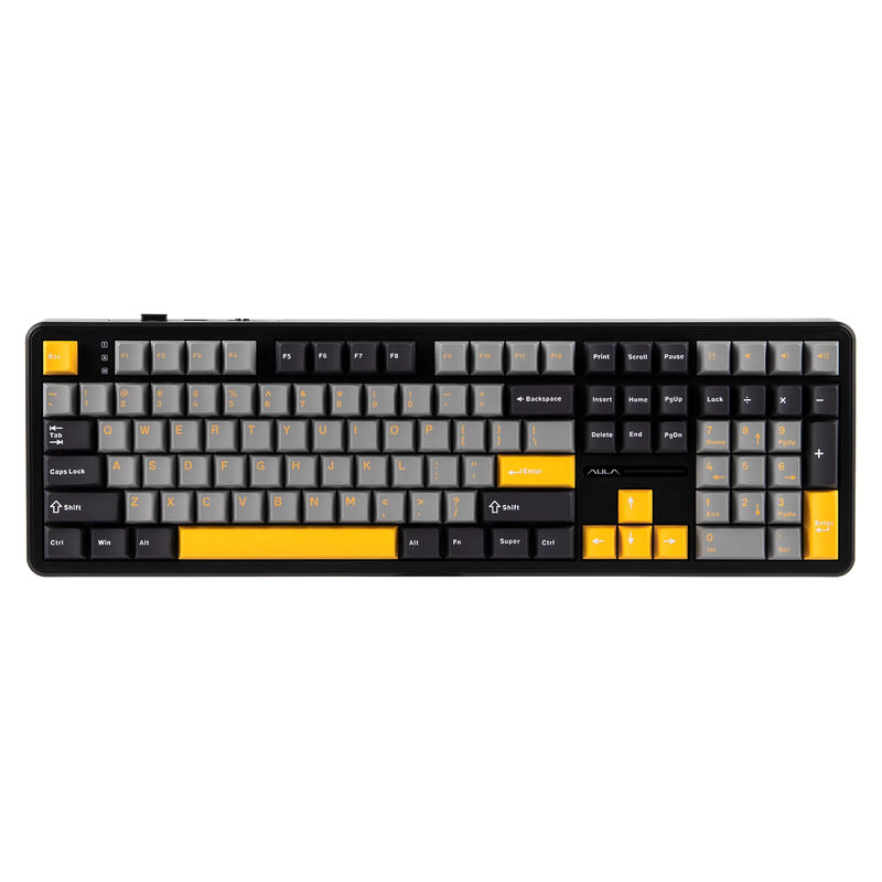 EPOMAKER x AULA F108 - Color:Grey Yellow - Switch:LEOBOG Volcano Switch
