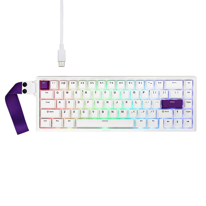 Epomaker HE68 - Color:White Purple - Switch:Epomaker Magnetic Pink Switch