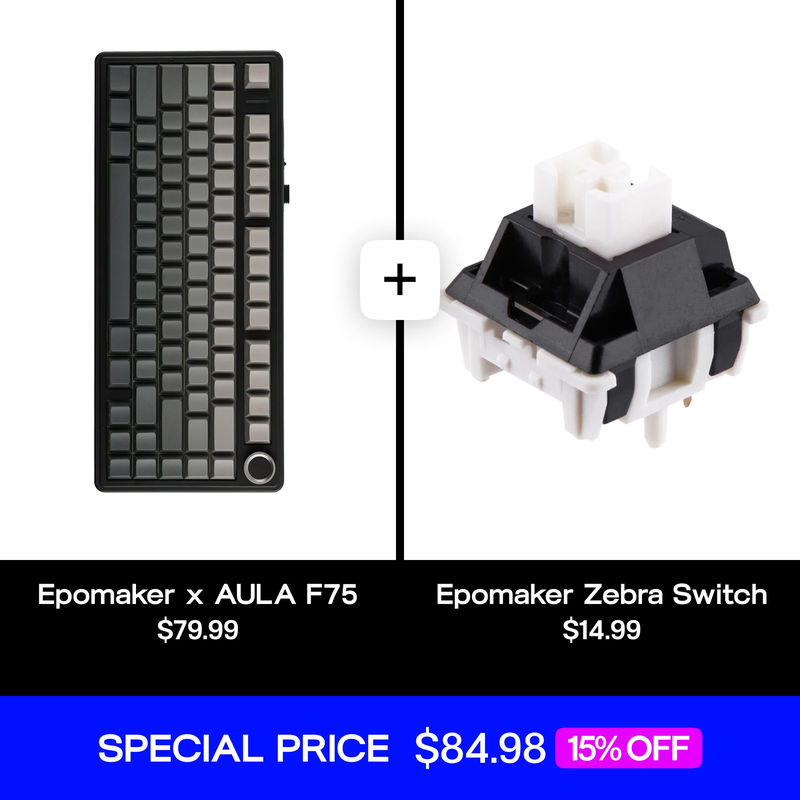EPOMAKER X AULA F75 (LEOBOG Reaper Switch) + Epomaker Zebra Switch Set Bundle - EPOMAKER x AULA F75 (Color Theme):Black