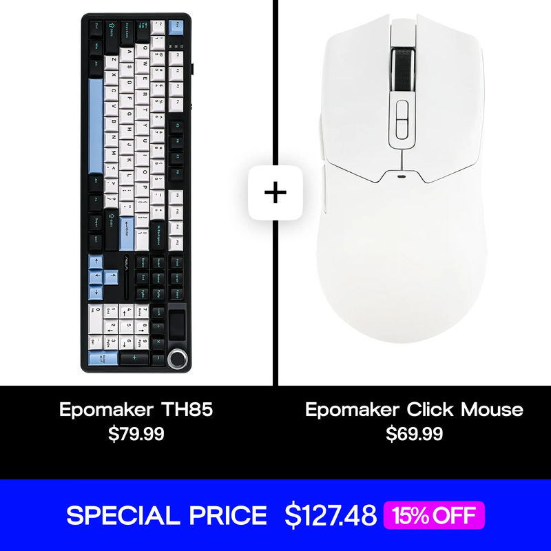 Epomaker TH85 (Creamy Jade Switch) + Click Mouse Bundle - Epomaker TH85 (Color):Black White - Epomaker Click Mouse (Color):Black