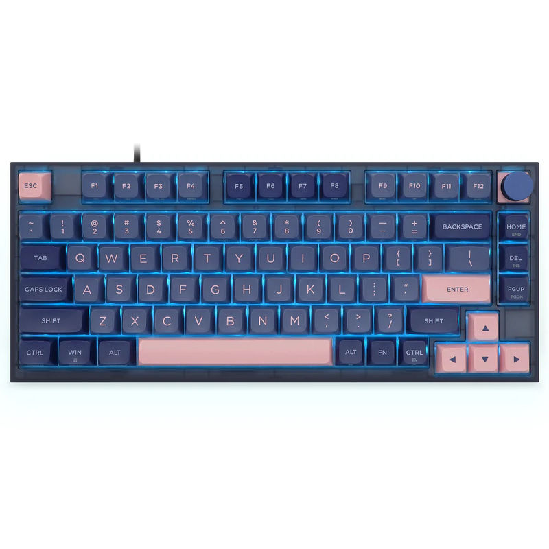 SKYLOONG GK75 Triple-Mode - Case & Plate Option:Full Plastic Case + Steel Plate - Keycap:Blue Pink Keycap - Switch:Gateron Black Pro 3.0