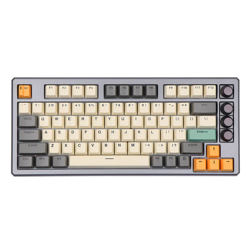 SKYLOONG GK75 Triple-Mode - Case & Plate Option:Alu Top Case + FR4 Plate - Keycap:Grey Dawn Keycap - Switch:Gateron Red Pro 3.0