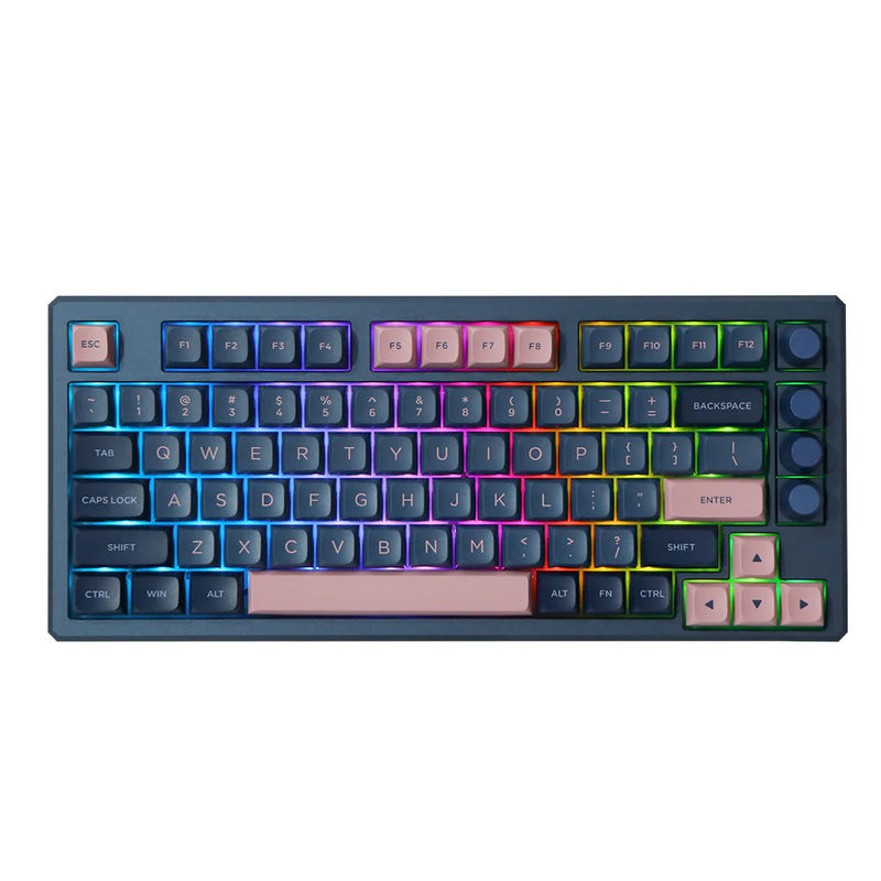 SKYLOONG GK75 Triple-Mode - Case & Plate Option:Alu Top Case + PC Plate - Keycap:Blue Pink Keycap - Switch:Gateron Black Pro 3.0