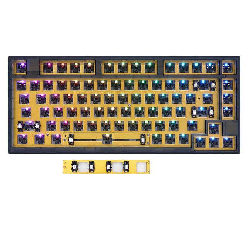 SKYLOONG GK75 Triple-Mode Kit - Case Color:Translucent Black - Plate:Gold-plated Steel Plate