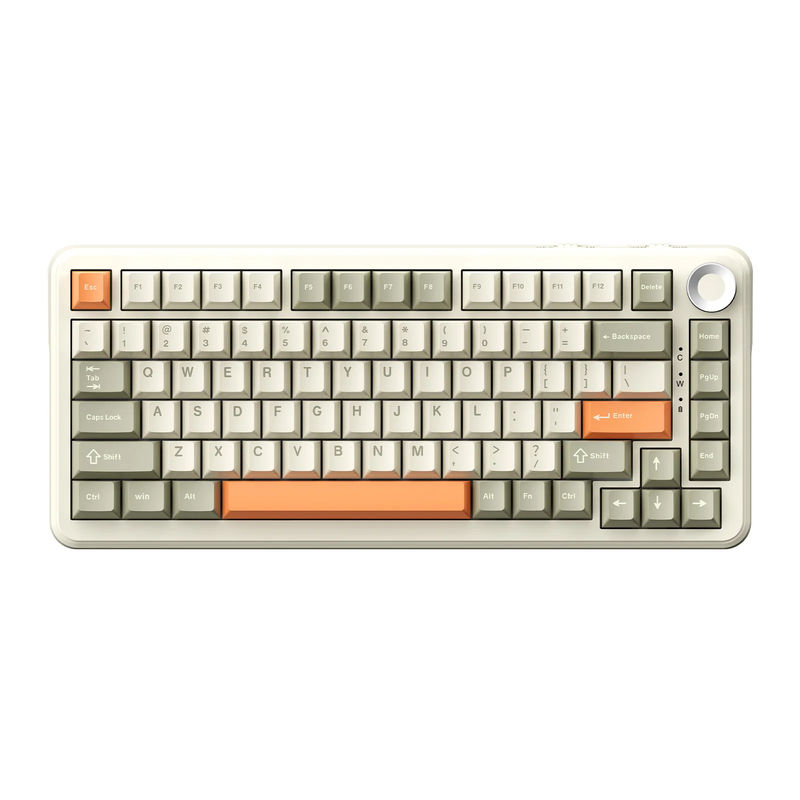 Ajazz AK820 Max - Color:Grey Beige Orange - Plate:PC - Switch:Flying Fish Switch