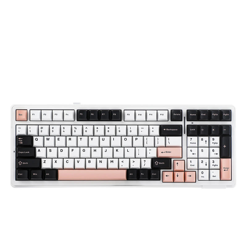 EPOMAKER x AULA F99 - Color:Black White Pink - Switch:LEOBOG Greywood V3 Switch - Plate Material:PC
