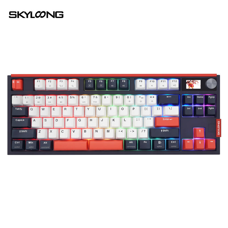 Skyloong GK87 PRO Lite - Keycap Color:Black White Red - Switch:KTT Rose Pink Switch