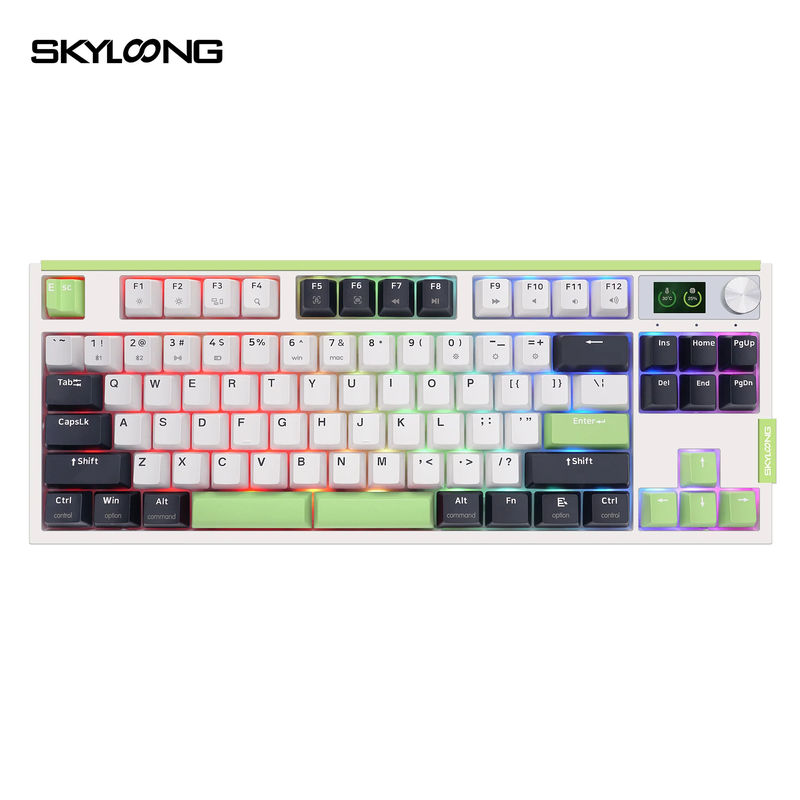 Skyloong GK87 PRO Lite - Keycap Color:Black White Green - Switch:KTT Brown Switch