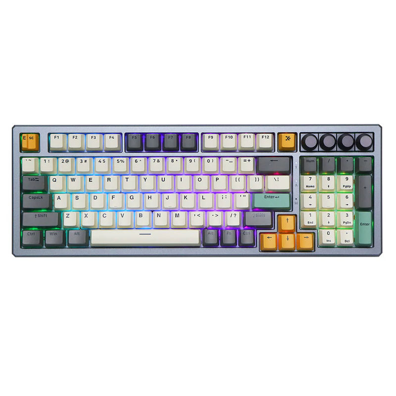 SKYLOONG GK980 Triple-Mode - Case & Plate Option:Alu Top Case + PC Plate - Keycap:Grey Dawn Keycap - Switch:Gateron Black Pro 3.0