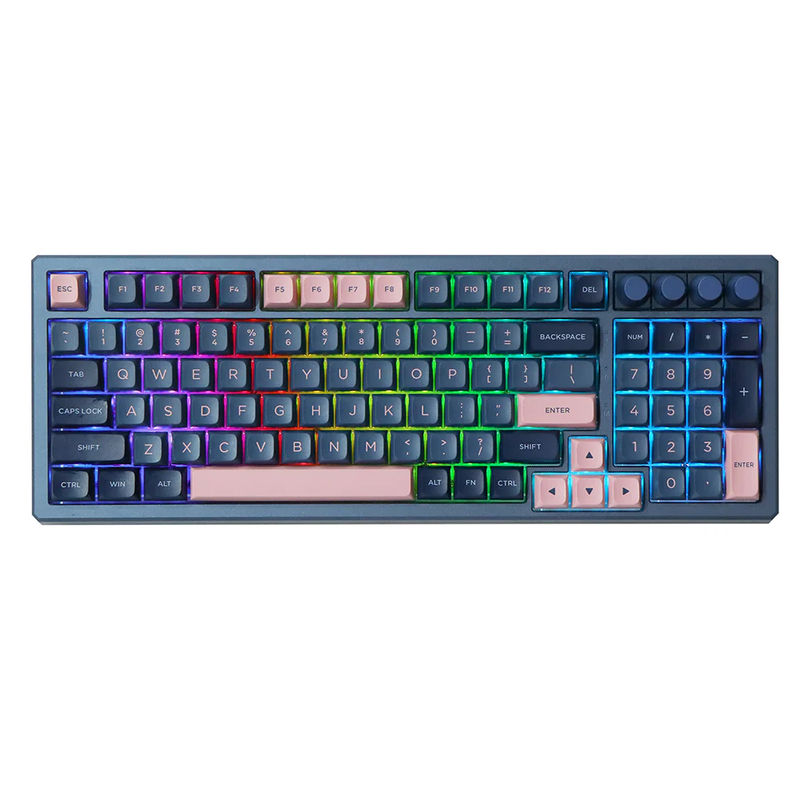 SKYLOONG GK980 Triple-Mode - Case & Plate Option:Alu Top Case + PC Plate - Keycap:Blue Pink Keycap - Switch:Gateron Red Pro 3.0