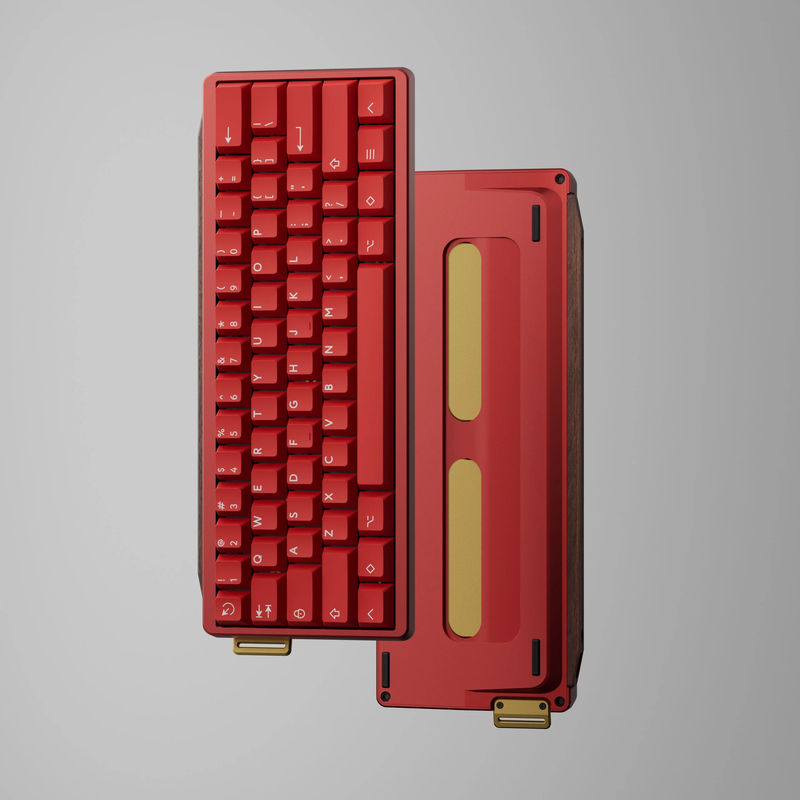 GT-60 Case - Case color:Anodized Red - Wooden strip:Walnut Strip