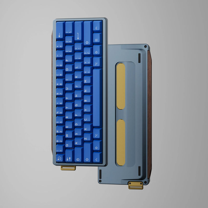 GT-60 Case - Case color:Anodized Light Blue - Wooden strip:Walnut Strip