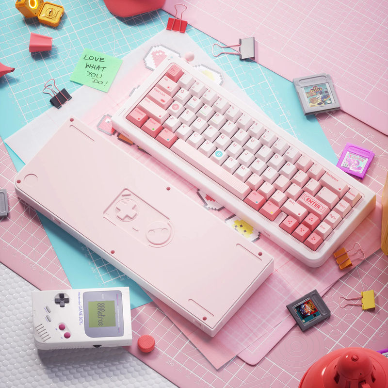 80Retros GAME1989 65 Pink - Option:DIY kit (Pink/1.2mm flex-cut PCB/ FR4 Plate)
