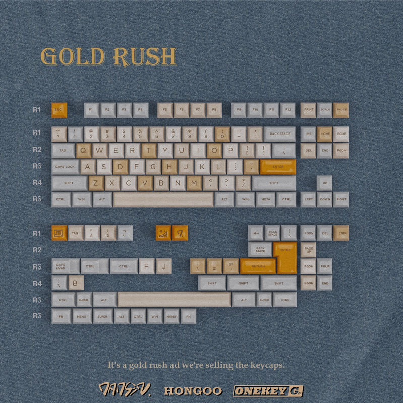 JTK HSA Profile Gold Rush ABS keycaps - Size:Base
