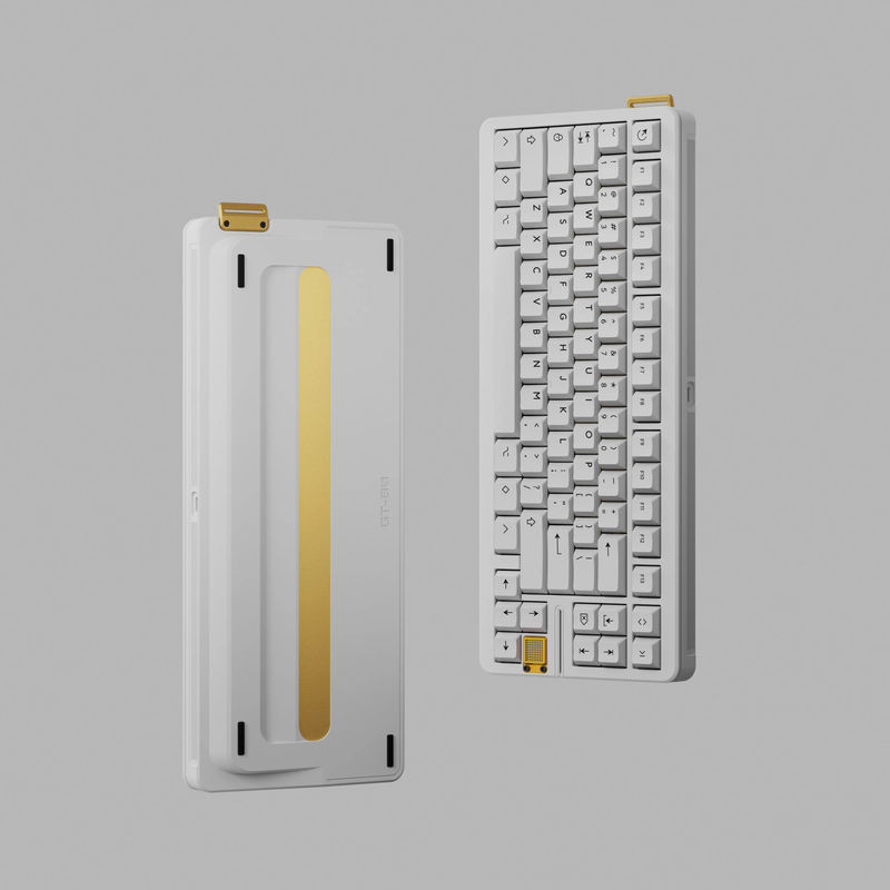 K KBDfans GT-80 Case - Case color:E-coating White - Layout:B（with Front Brass badge）