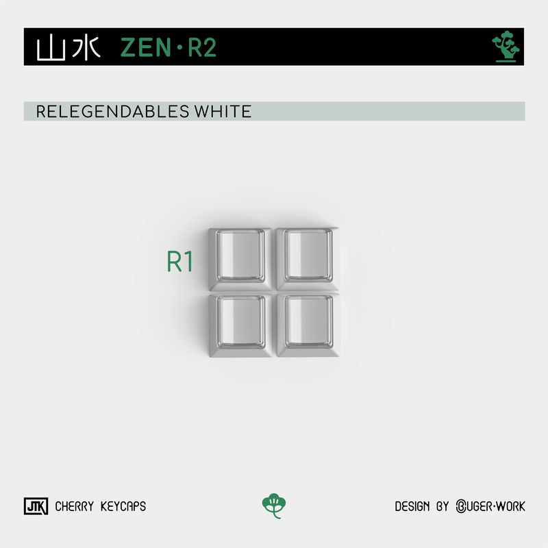JTK Zen Cherry Profile keycaps - Size:Relegendables White