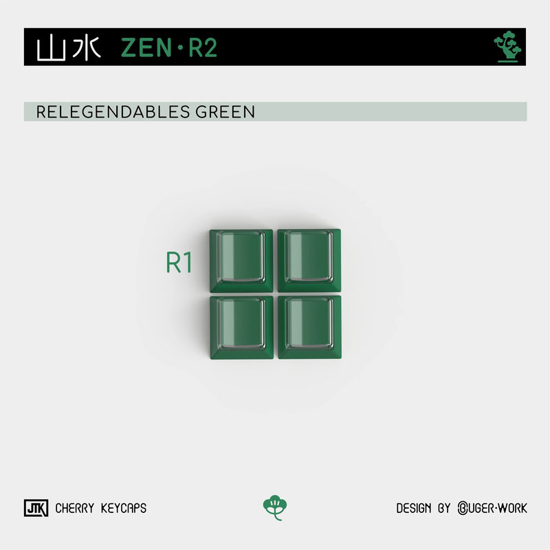 JTK Zen Cherry Profile keycaps - Size:Relegendables Green