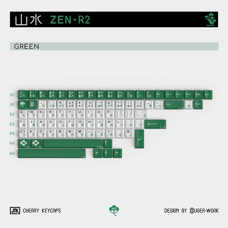 JTK Zen Cherry Profile keycaps - Size:Green kit