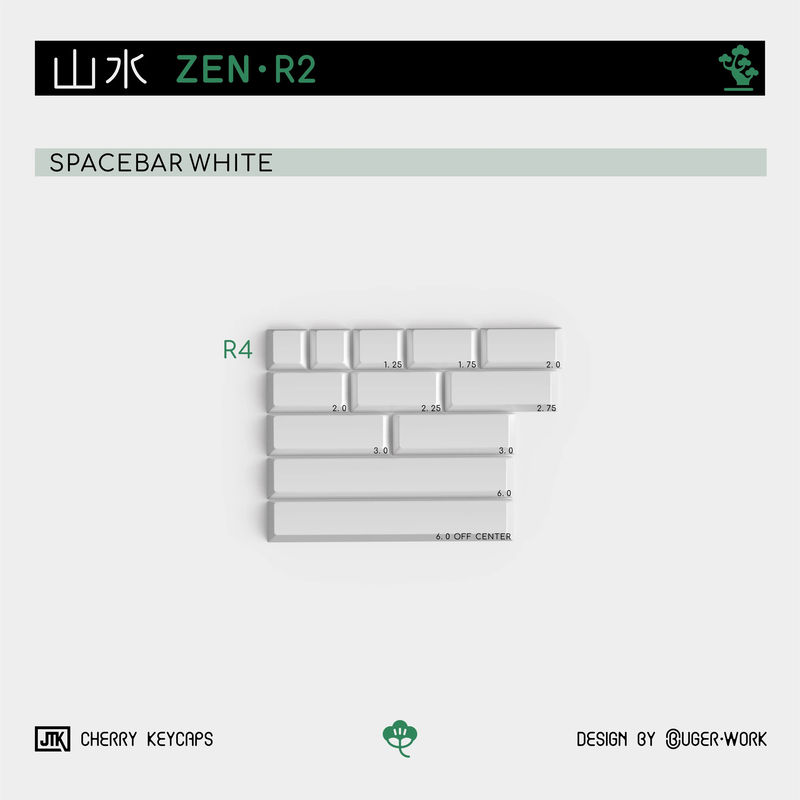 JTK Zen Cherry Profile keycaps - Size:White spacebar