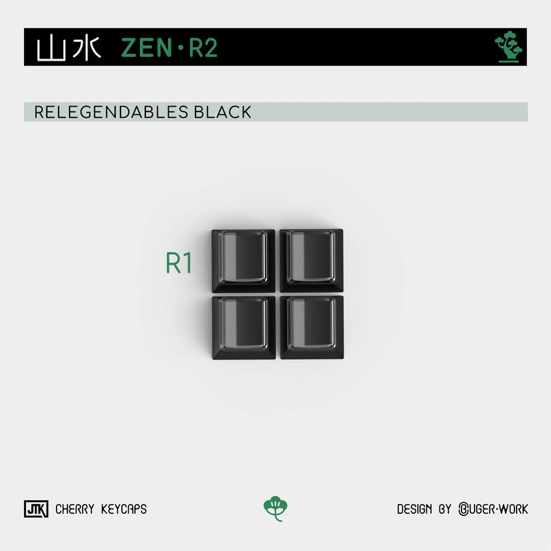 JTK Zen Cherry Profile keycaps - Size:Relegendables Black