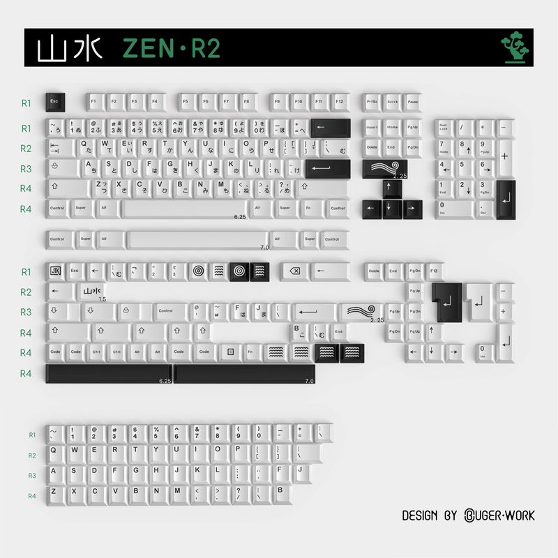 JTK Zen Cherry Profile keycaps - Size:Base+Double-shot kit