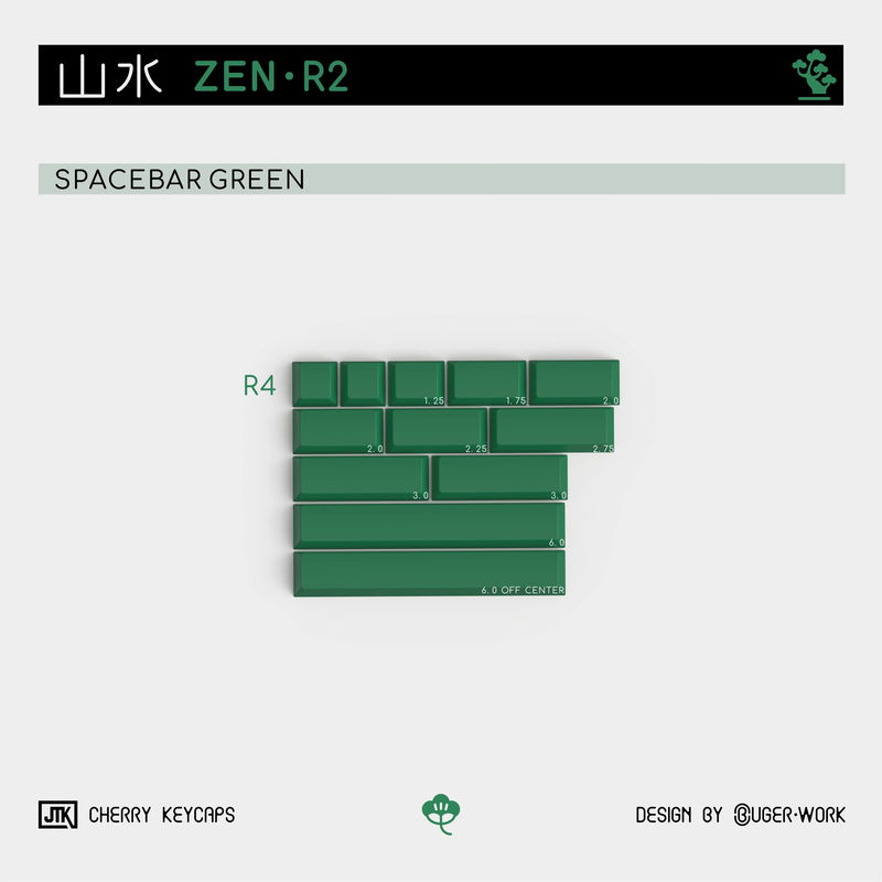 JTK Zen Cherry Profile keycaps - Size:Green spacebar