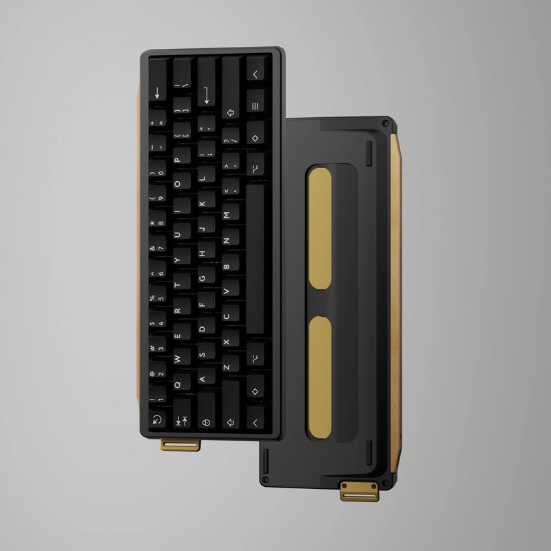 GT-60 Kit with Redux60 rgb ansi PCB - Case color:Anodized Black - Wooden strip:Maple Strip