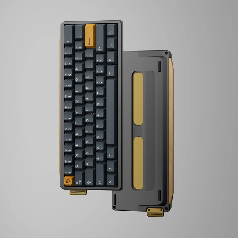 GT-60 Kit with Redux60 rgb ansi PCB - Case color:Anodized Gray - Wooden strip:Maple Strip