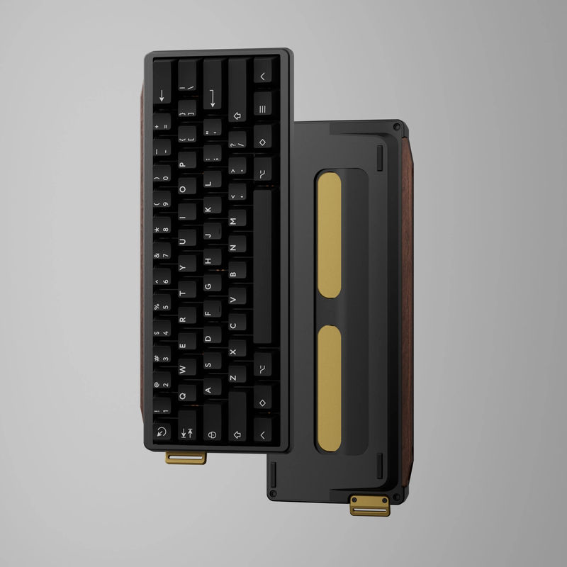 GT-60 Kit with Redux60 rgb ansi PCB - Case color:Anodized Black - Wooden strip:Walnut Strip