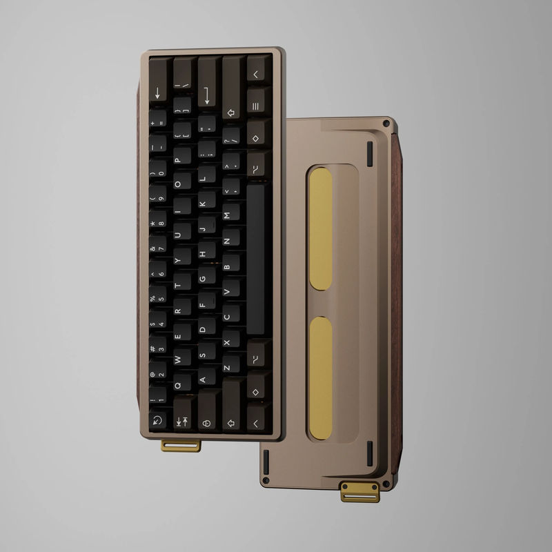 GT-60 Kit with Redux60 rgb ansi PCB - Case color:Anodized Mocha - Wooden strip:Walnut Strip