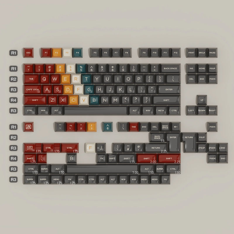 JTK HSA Profile Eccentric ABS keycaps - Size:Base