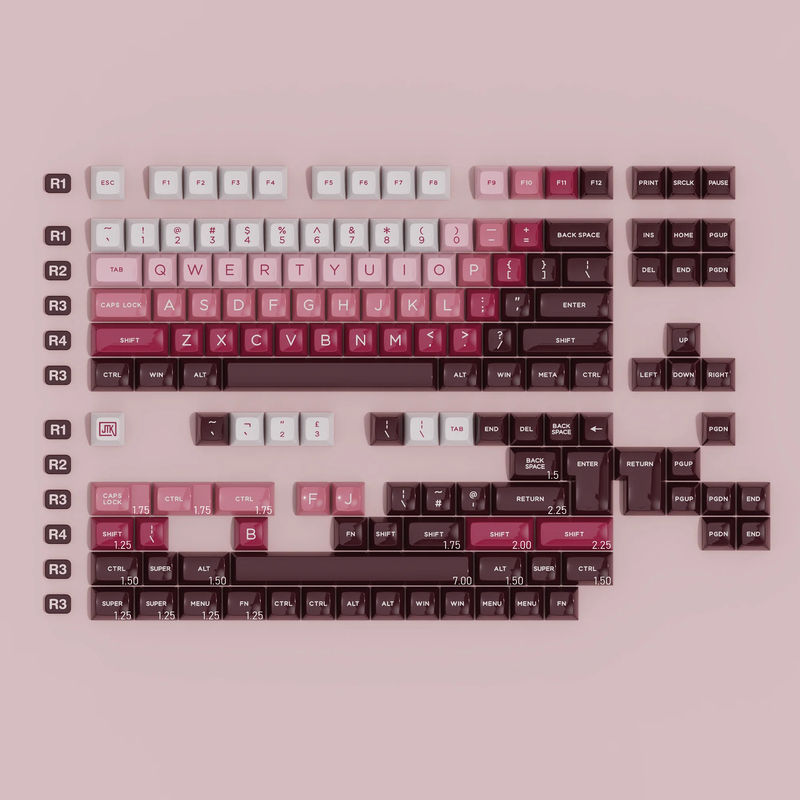 JTK HSA Profile Rouge ABS keycaps - Kit:Base