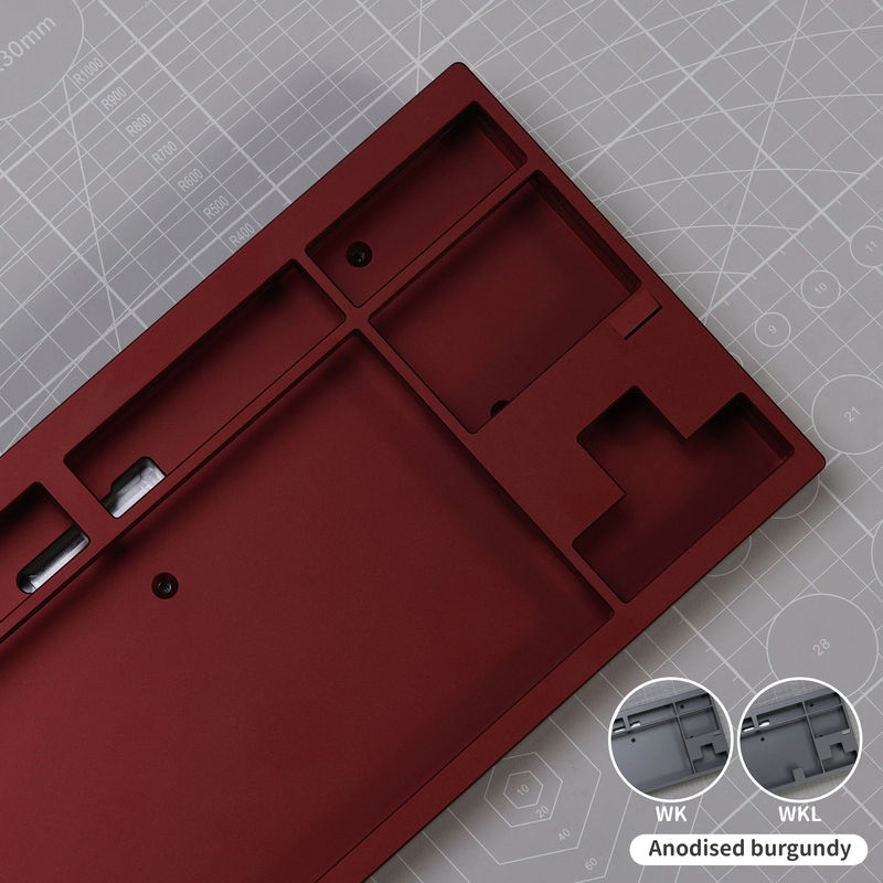 Ready to Use KBD8X MKIII Keyboard With PBTfans WOB Base/RGBY Text - Layout:WKL - Case color:Anodised burgundy