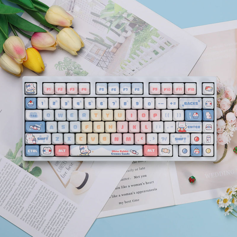 White Rabbit Creamy Candy MOA Profile Keycaps Set