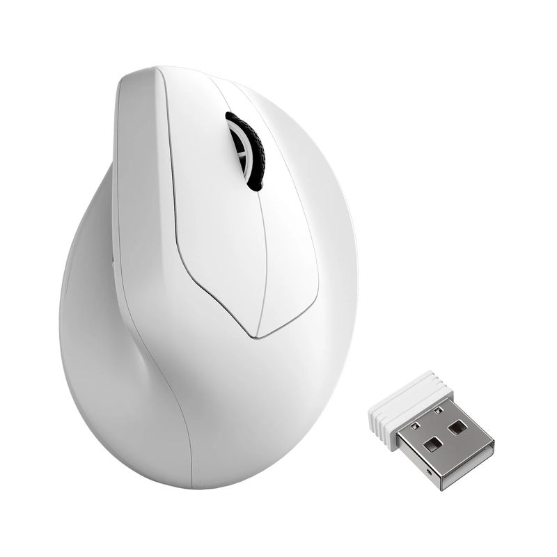 Keychron M5 Wireless Ergonomic Mouse - Color:White - Sensor:PixArt 3950 (8K Polling Rate)