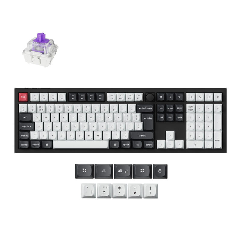 Keychron Q6 HE QMK Wireless Custom Keyboard ISO Layout Collection - Type:Fully Assembled Knob (Carbon Black) - Layout Version:UK-ISO - Switches:Gateron Double-Rail Magnetic Nebula Switch