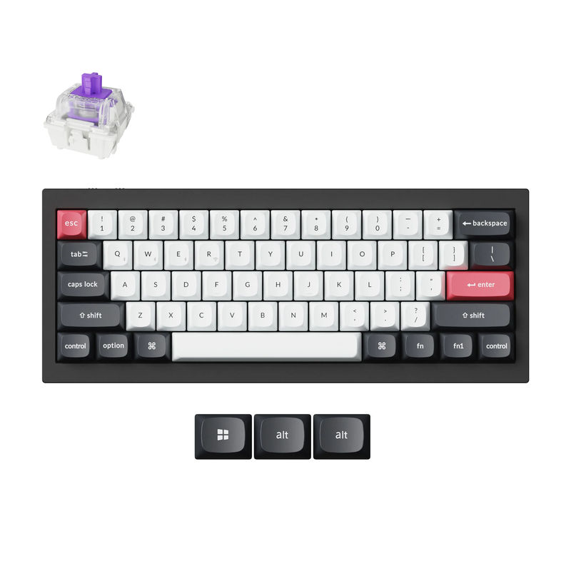 Keychron Q4 HE QMK Wireless Custom Keyboard - Type:Fully Assembled Version - Color:Carbon Black - Switches:Gateron Double-Rail Magnetic Nebula Switch