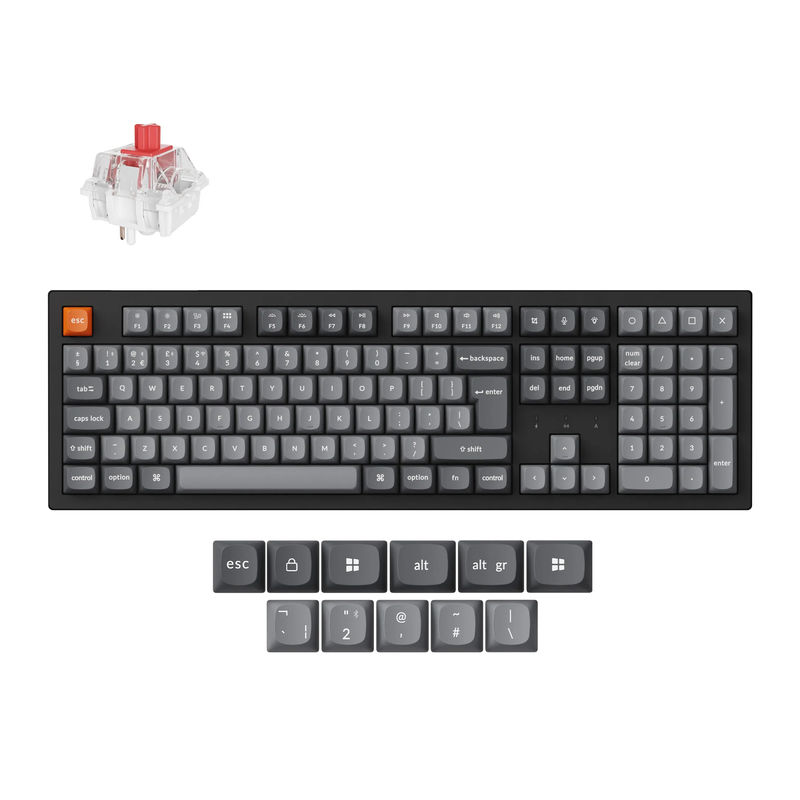 Keychron K10 Max QMK Wireless Mechanical Keyboard ISO Layout Collection - Type And Color:Fully Assembled (Hot-Swappable) - Layout:UK - Switch Type:Keychron Super Red
