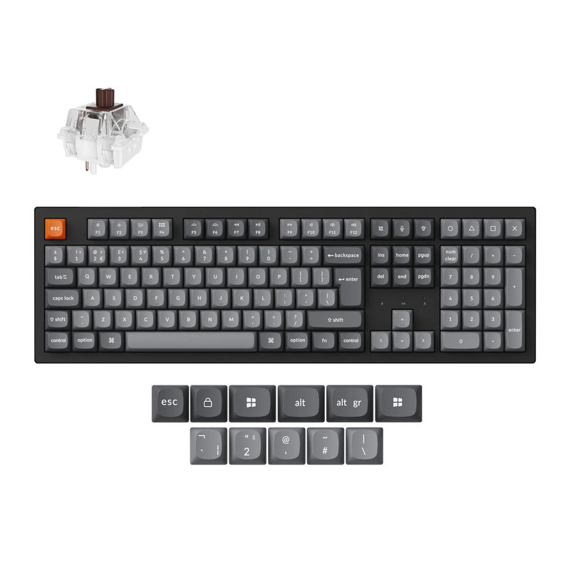 Keychron K10 Max QMK Wireless Mechanical Keyboard ISO Layout Collection - Type And Color:Fully Assembled (Hot-Swappable) - Layout:UK - Switch Type:Keychron Super Brown