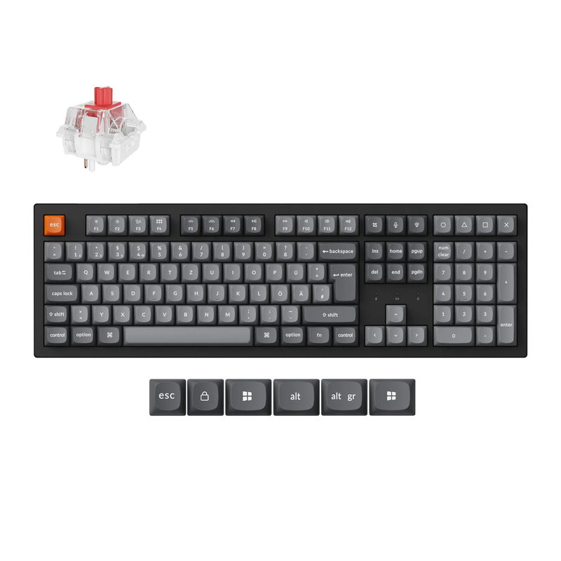 Keychron K10 Max QMK Wireless Mechanical Keyboard ISO Layout Collection - Type And Color:Fully Assembled (Hot-Swappable) - Layout:German - Switch Type:Keychron Super Red