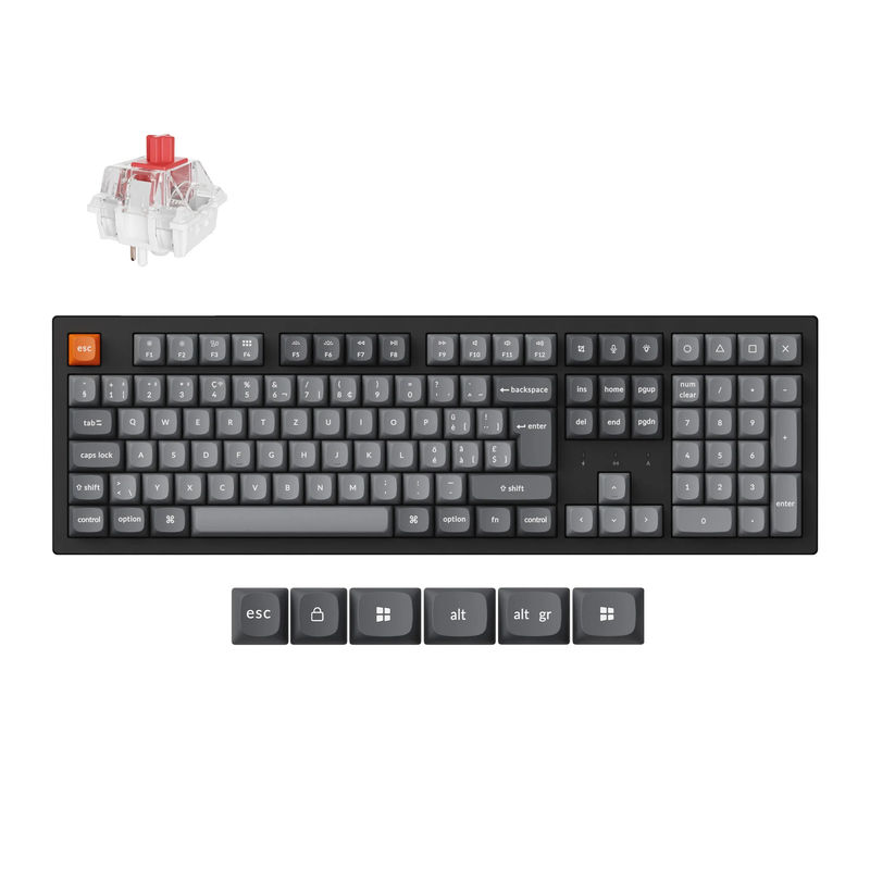 Keychron K10 Max QMK Wireless Mechanical Keyboard ISO Layout Collection - Type And Color:Fully Assembled (Hot-Swappable) - Layout:Swiss - Switch Type:Keychron Super Red