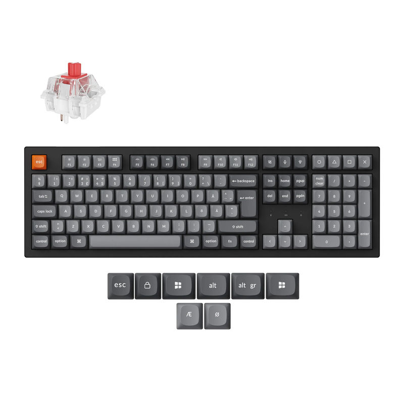 Keychron K10 Max QMK Wireless Mechanical Keyboard ISO Layout Collection - Type And Color:Fully Assembled (Hot-Swappable) - Layout:Nordic - Switch Type:Keychron Super Red
