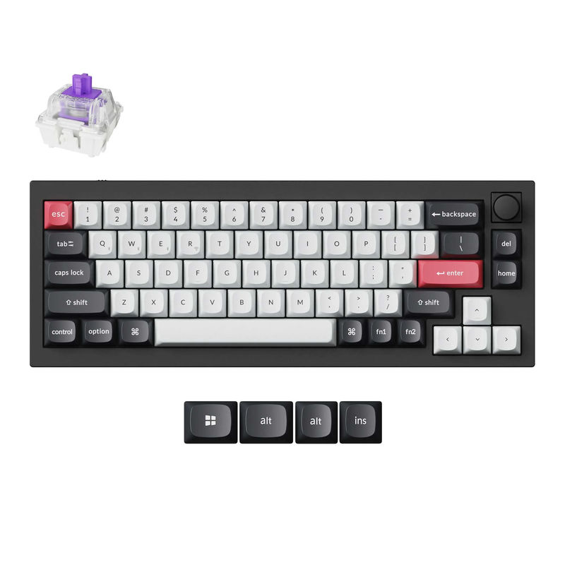 Keychron Q2 HE QMK Wireless Custom Keyboard - Type:Fully Assembled Knob - Color:Carbon Black - Switches:Gateron Double-Rail Magnetic Nebula Switch