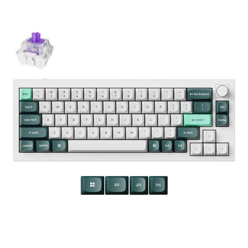 Keychron Q2 HE QMK Wireless Custom Keyboard - Type:Fully Assembled Knob - Color:Shell White - Switches:Gateron Double-Rail Magnetic Nebula Switch