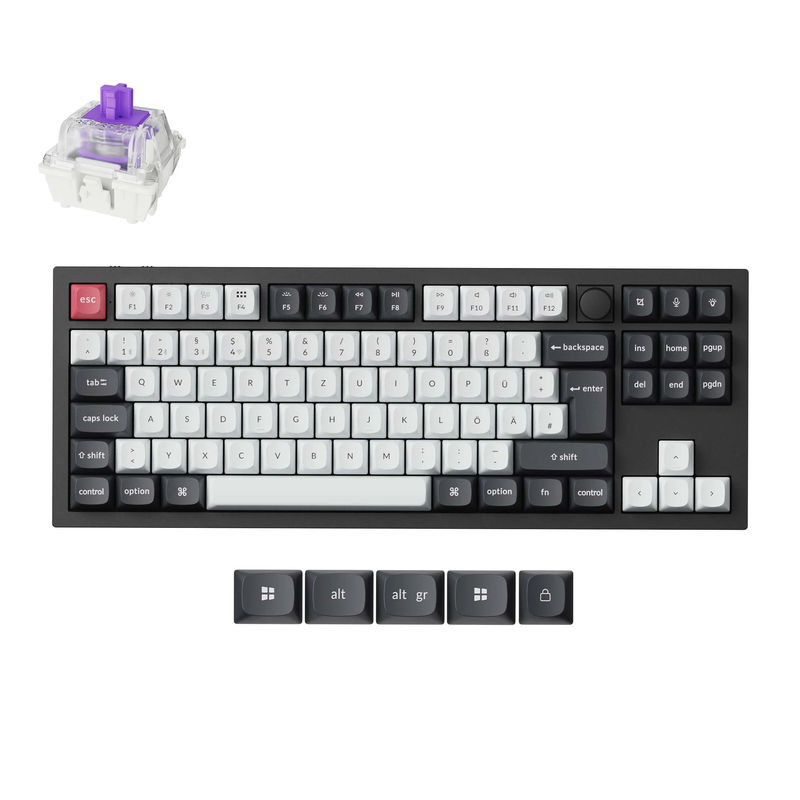 Keychron Q3 HE QMK Wireless Custom Keyboard ISO Layout Collection - Type:Fully Assembled Knob (Carbon Black) - Layout Version:DE ISO - Switches:Gateron Double-Rail Magnetic Nebula Switch
