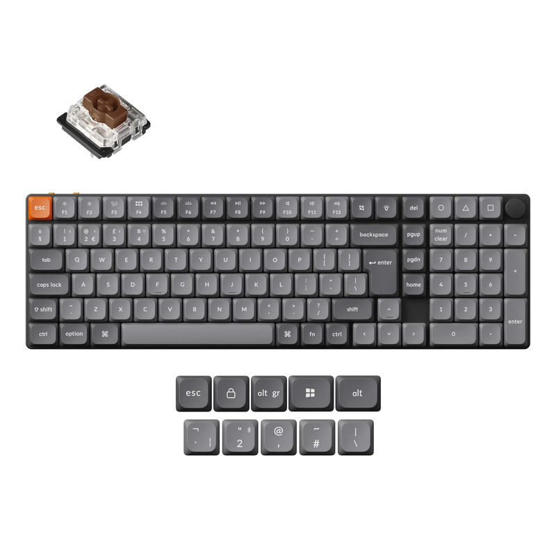 Keychron K17 Max QMK Wireless Custom Mechanical Keyboard ISO Layout Collection - Version:RGB Backlight (Hot-Swappable) - Layout Version:UK-ISO - Switch Option:Low Profile Gateron Mechanical Brown