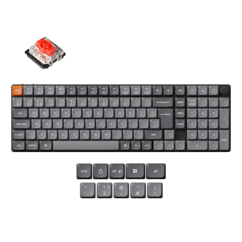 Keychron K17 Max QMK Wireless Custom Mechanical Keyboard ISO Layout Collection - Version:RGB Backlight (Hot-Swappable) - Layout Version:UK-ISO - Switch Option:Low Profile Gateron Mechanical Red