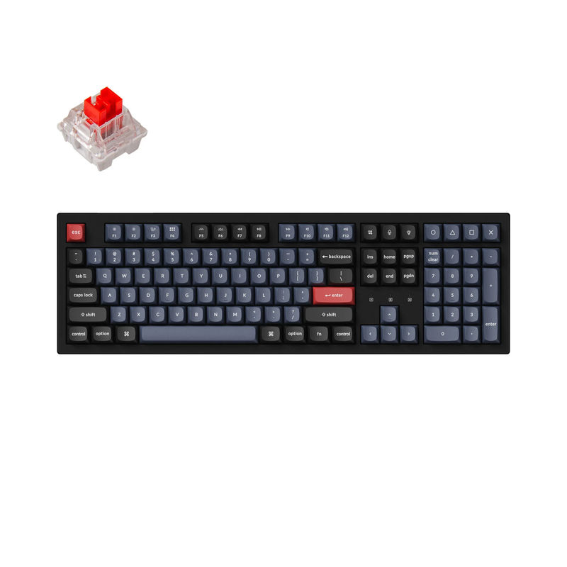 Keychron K10 Pro QMK/VIA Wireless Mechanical Keyboard - Type And Color:Black - Fully Assembled (Hot-Swappable) - Version:RGB Backlight - Switch Type:K Pro Red